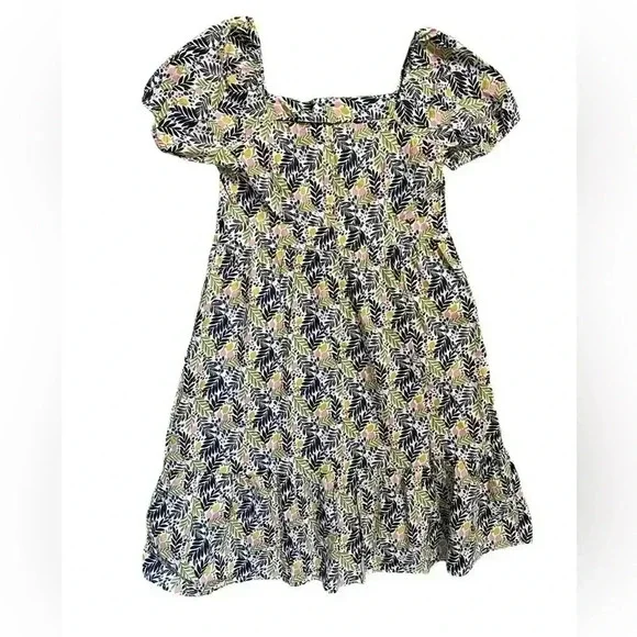 Boden Black and Yellow Square Neck Puff Sleeve Midi Sundress - Picture 4 of 5